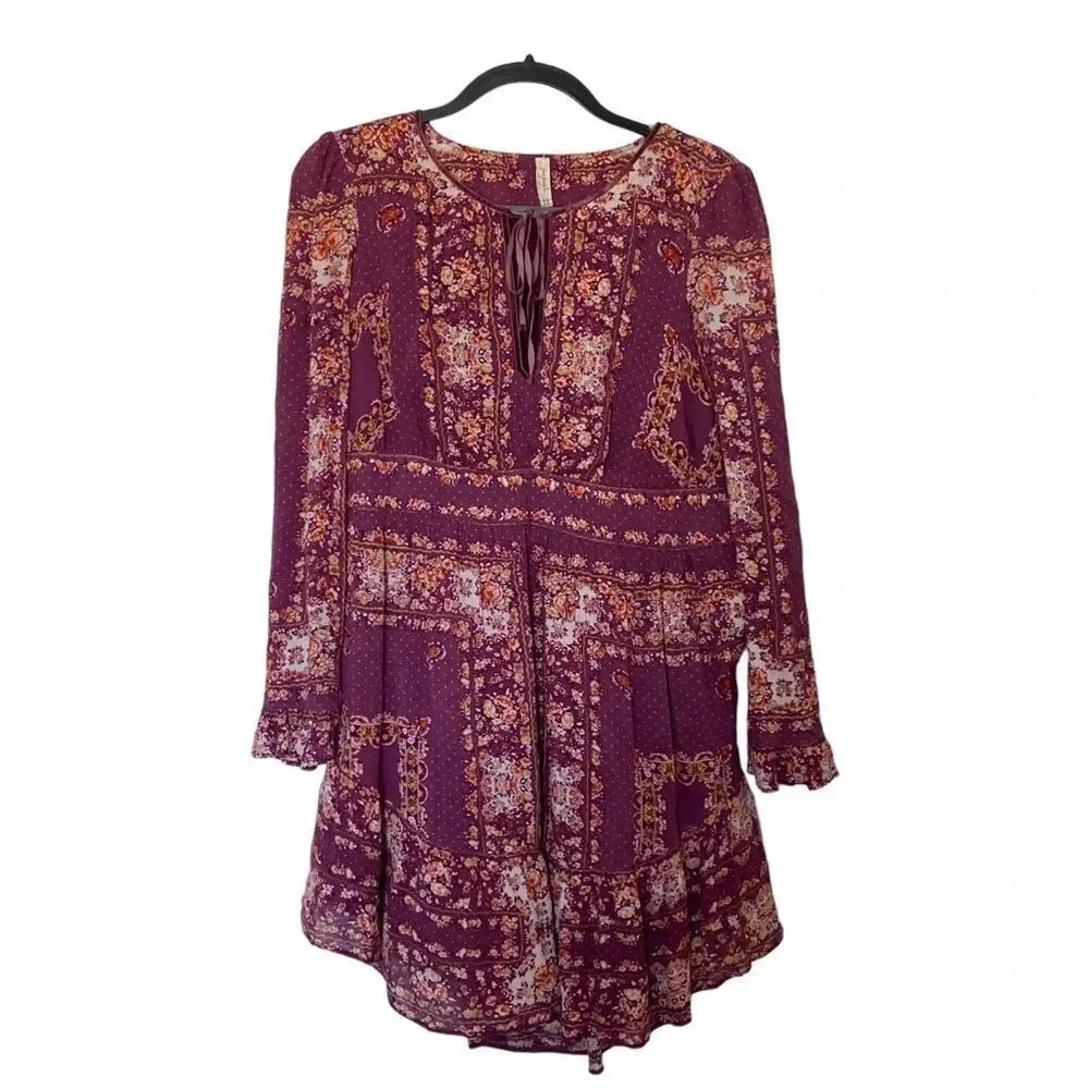 FREE PEOPLE Bridget Dress Size Small Floral Boho Berry